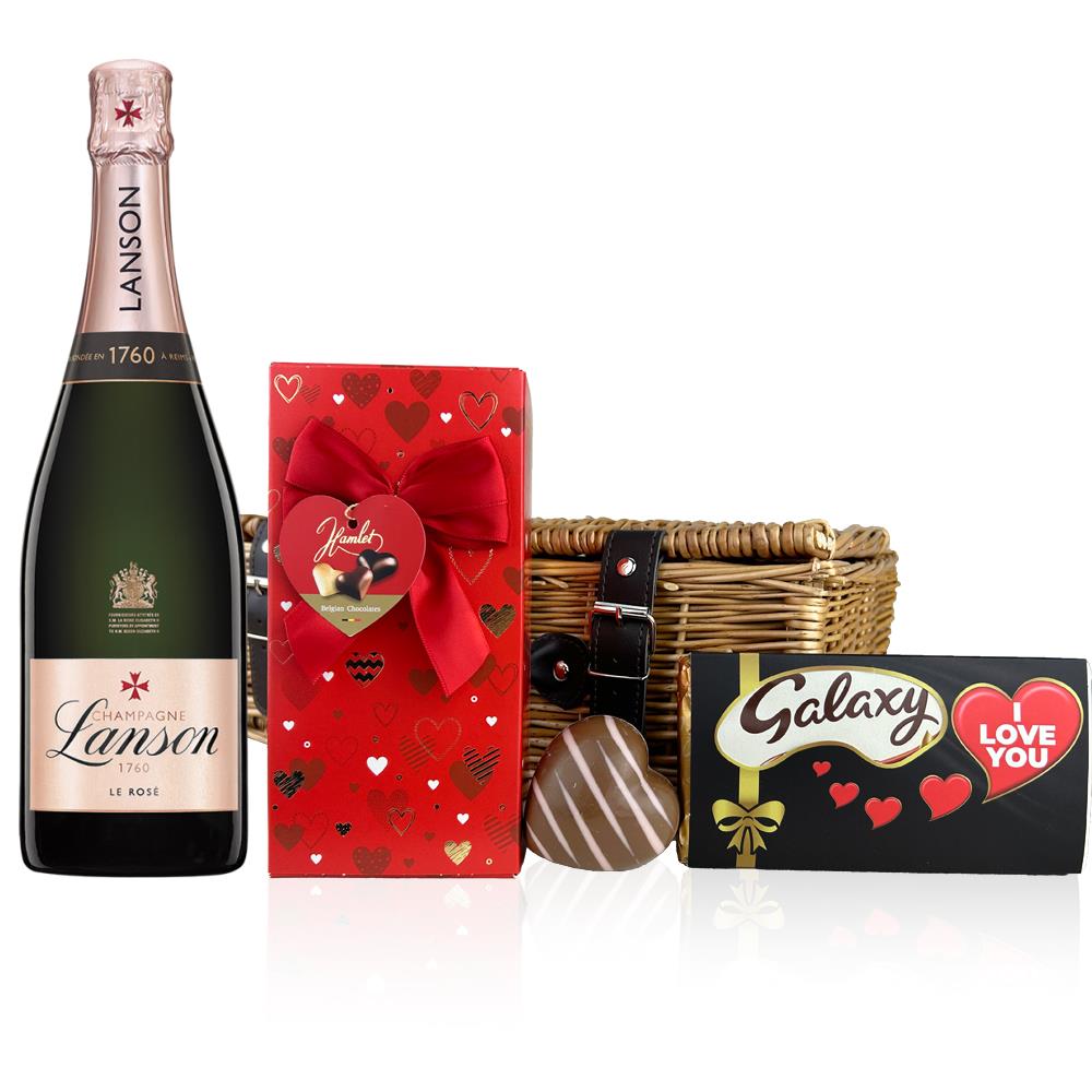 Lanson Le Rose Label Champagne 75cl And Chocolate Love You Hamper