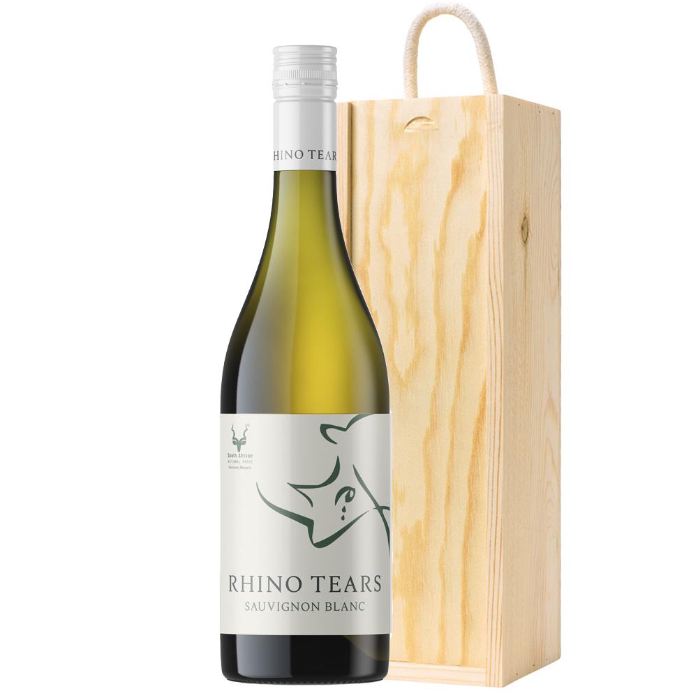 Rhino Tears Sauvignon Blanc Cl White Wine In Wooden Sliding Lid Gift