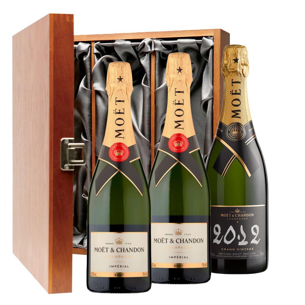 2 x Moet Brut And 1 x Moet Vintage Treble Luxury Gift Boxed