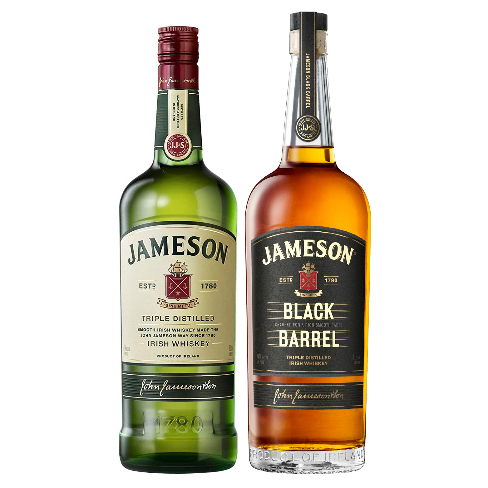 Jameson Triple Distilled and Black Barrel 2x70cl Bottled & Boxed