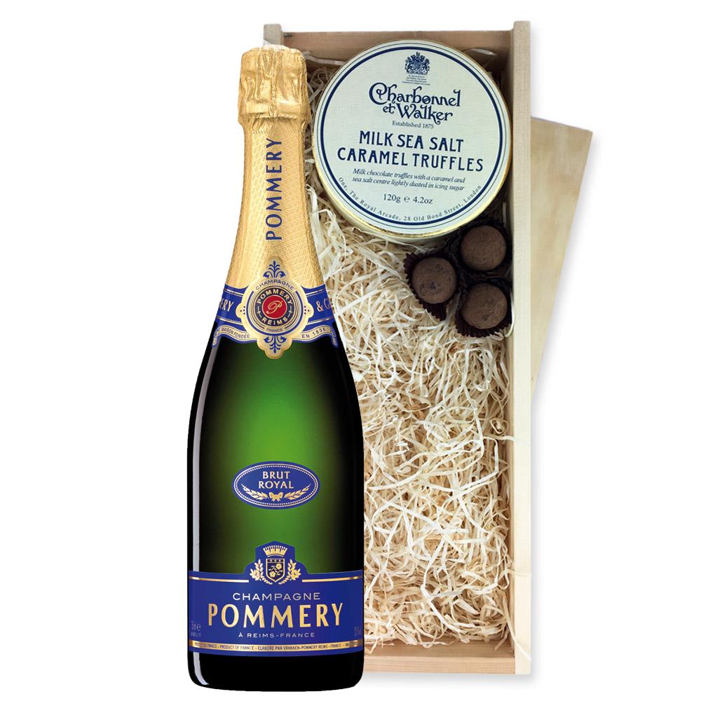 Royal Pommery Brut Champagne Box and 4 flutes - Pommery