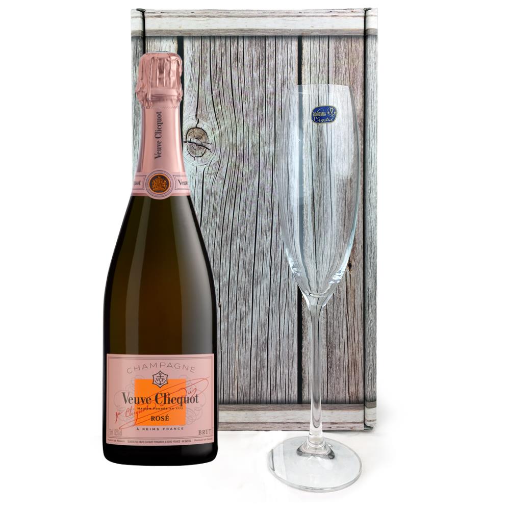 Send Veuve Clicquot Rose Label 75cl And Single Flute Gift Box