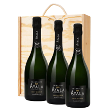 Buy & Send Ayala Brut Majeur Champagne NV 75 cl Treble Pine Wooden Gift Boxed (3x75cl)