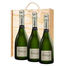 Buy & Send Ayala Brut Nature Champagne 75cl Treble Pine Wooden Gift Boxed (3x75cl)