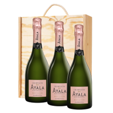 Buy & Send Ayala Rose Majeur Champagne 75cl Treble Pine Wooden Gift Boxed (3x75cl)