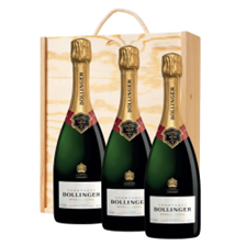 Buy & Send Bollinger Brut Special Cuvee Champagne 75cl Treble Pine Wooden Gift Boxed (3x75cl)