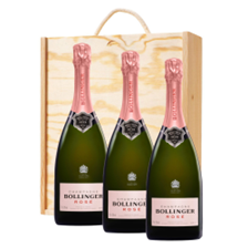 Buy & Send Bollinger Rose Champagne 75cl Treble Pine Wooden Gift Boxed (3x75cl)