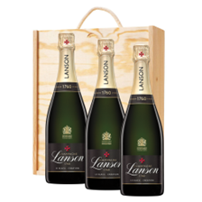 Buy & Send Lanson Le Black Creation Brut Champagne 75cl Treble Pine Wooden Gift Boxed (3x75cl)