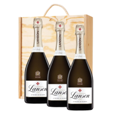 Buy & Send Lanson Le Blanc de Blancs Champagne 75cl Treble Pine Wooden Gift Boxed (3x75cl)