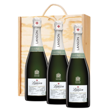 Buy & Send Lanson Le Green Bio-Organic Champagne 75cl Treble Pine Wooden Gift Boxed (3x75cl)