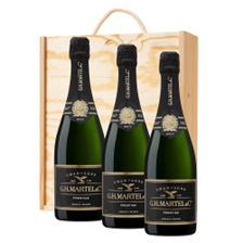 Buy & Send Martel Prestige Brut Champagne 75cl Treble Pine Wooden Gift Boxed (3x75cl)