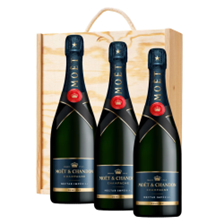 Buy & Send Moet & Chandon Nectar Demi Sec Champagne 75cl Treble Pine Wooden Gift Boxed (3x75cl)