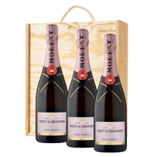 Buy & Send Moet & Chandon Rose Champagne 75cl Treble Pine Wooden Gift Boxed (3x75cl)