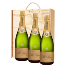 Buy & Send Pol Roger Rich Demi Sec Champagne 75cl Treble Pine Wooden Gift Boxed (3x75cl)