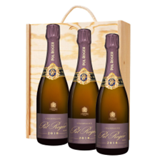 Buy & Send Pol Roger Rose 2018 Vintage Champagne 75cl Treble Pine Wooden Gift Boxed (3x75cl)