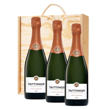 Buy & Send Taittinger Les Folies de la Marquetterie 75cl Treble Pine Wooden Gift Boxed (3x75cl)