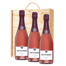 Buy & Send Taittinger Nocturne Rose Sec Champagne 75cl Treble Pine Wooden Gift Boxed (3x75cl)