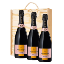 Buy & Send 3 x Veuve Clicquot Vintage Rose 2015 Champagne 75cl Treble Wooden Gift Boxed Champagne