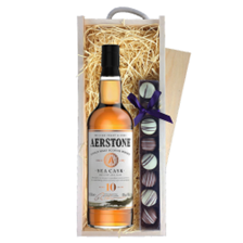 Buy & Send Aerstone Sea Cask 10 Year Old Whisky 70cl & Truffles, Wooden Box
