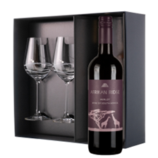 Buy & Send Afrikan Ridge Merlot 75cl Red Wine And Diamante Venezia Glasses Gift Box Set