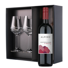 Buy & Send Alpino Montepulciano d'Abruzzo 75cl Red Wine And Diamante Venezia Glasses Gift Box Set