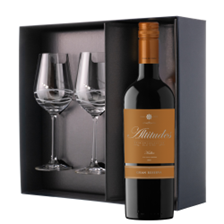 Buy & Send Altitudes Malbec Gran Reserva 75cl Red Wine And Diamante Venezia Glasses Gift Box Set