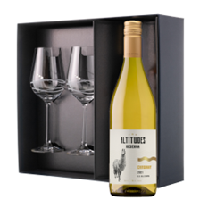 Buy & Send Altitudes Reserva Chardonnay 75cl White Wine And Diamante Venezia Glasses Gift Box Set