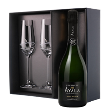 Buy & Send Ayala Brut Majeur Champagne NV 75 cl And Diamante Venezia Flute Set Gift Box