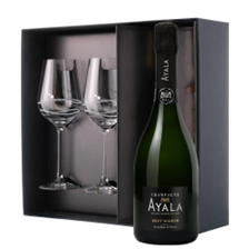 Buy & Send Ayala Brut Majeur Champagne NV 75 cl And Diamante Venezia Glasses Gift Box Set