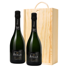 Buy & Send Ayala Brut Majeur Champagne NV 75 cl Double Pine Wooden Gift Boxed (2x75cl)