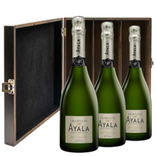 Buy & Send Ayala Brut Nature Champagne 75cl Treble Elm Wood Gift Boxed (3x75cl)