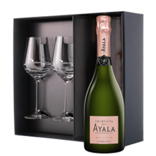 Buy & Send Ayala Rose Majeur Champagne 75cl And Diamante Venezia Glasses Gift Box Set