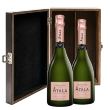 Buy & Send Ayala Rose Majeur Champagne 75cl Double Elm Wood Gift Boxed (2x75cl)