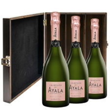 Buy & Send Ayala Rose Majeur Champagne 75cl Treble Elm Wood Gift Boxed (3x75cl)