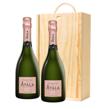 Buy & Send Ayala Rose Majeur Champagne 75cl Double Pine Wooden Gift Boxed (2x75cl)