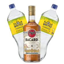 Buy & Send Bacardi Anejo Cuatro 4 Year Old 70cl with R.Whites Premium Lemonade Mixer