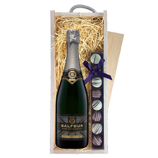 Buy & Send Balfour Leslies Reserve Brut English Sparkling 75cl & Truffles, Wooden Box