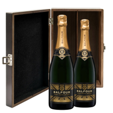 Buy & Send Balfour Leslies Reserve Gold English Sparkling 75cl Double Elm Wood Gift Boxed (2x75cl)