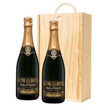 Buy & Send Balfour Leslies Reserve Gold English Sparkling 75cl Double Pine Wooden Gift Boxed (2x75cl)