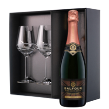 Buy & Send Balfour Leslies Reserve Rose English Sparkling 75cl And Diamante Venezia Glasses Gift Box Set