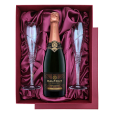 Buy & Send Balfour Leslies Reserve Rose English Sparkling 75cl in Red Luxury Presentation Set With Flutes