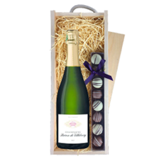 Buy & Send Baron De Villeboerg Brut Champagne 75cl & Truffles, Wooden Box
