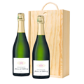 Buy & Send Baron De Villeboerg Brut Champagne 75cl Double Pine Wooden Gift Boxed (2x75cl)