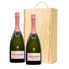 Buy & Send Bollinger Rose Champagne 75cl Double Pine Wooden Gift Boxed (2x75cl)