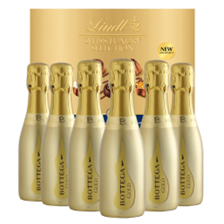 Buy & Send Case of 6 Mini Bottega Gold Prosecco Brut 20cl with Lindt Chocolates 193g