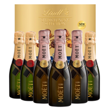 Buy & Send Case of 6 Mini Champagne Moet Brut and Moet Rose 20cl with Lindt Chocolates 193g