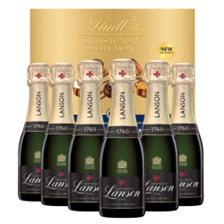 Buy & Send Case of 6 Mini Lanson Le Black Creation Champagne 20cl with Lindt Chocolates 193g