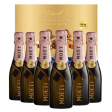 Buy & Send Case of 6 Mini Moet And Chandon Rose Champagne 20cl with Lindt Chocolates 193g