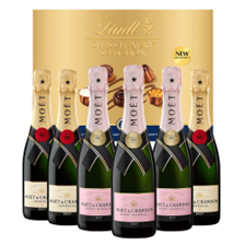 Buy & Send Case of 6 Moet & Chandon Mixed Brut & Rose Champagne 37.5cl with Lindt Chocolates 193g