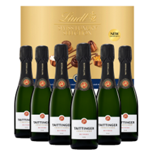 Buy & Send Case of 6 Taittinger Brut Champagne 37.5cl with Lindt Chocolates 193g